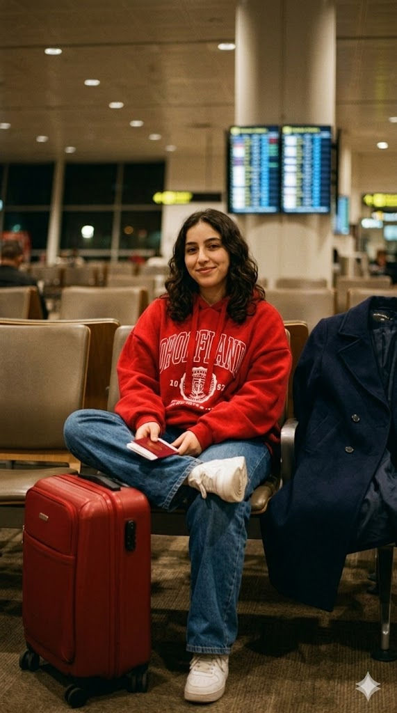 Free Prompt for Cinematic Night Airport Waiting Lounge Portrait — Portrait AI art prompt example for Midjourney and Stable Diffusion