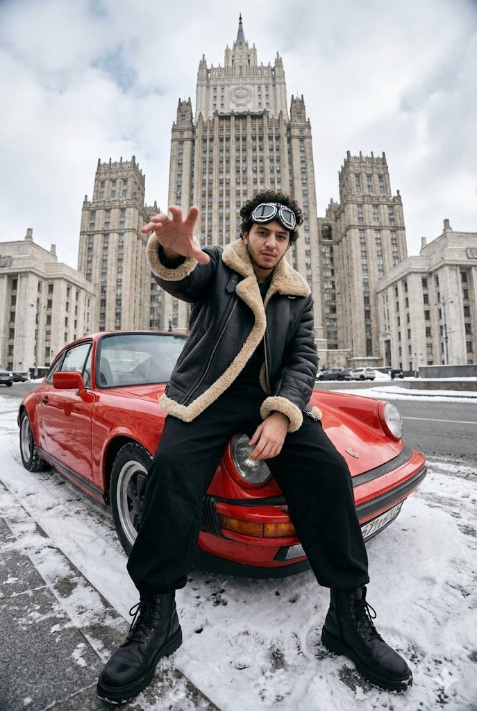 🏎️ Winter Streetwear & Vintage Car Aesthetic: Free AI Prompt — Portrait AI art prompt example for Midjourney and Stable Diffusion