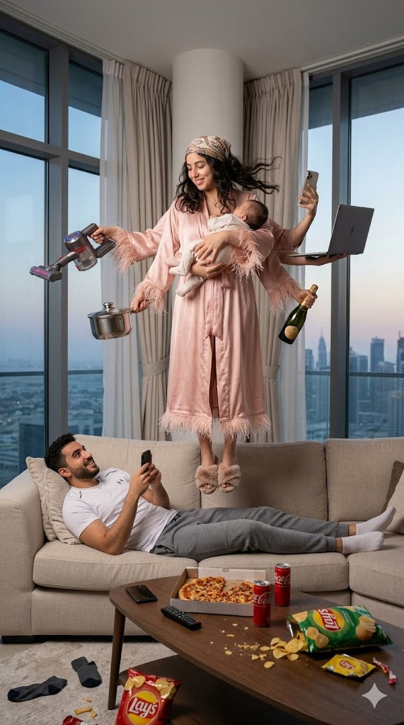 Free Prompt for Surreal Multi-Tasking Fashion Concept Living Room Scene ✨📸 — Portrait AI art prompt example for Midjourney and Stable Diffusion