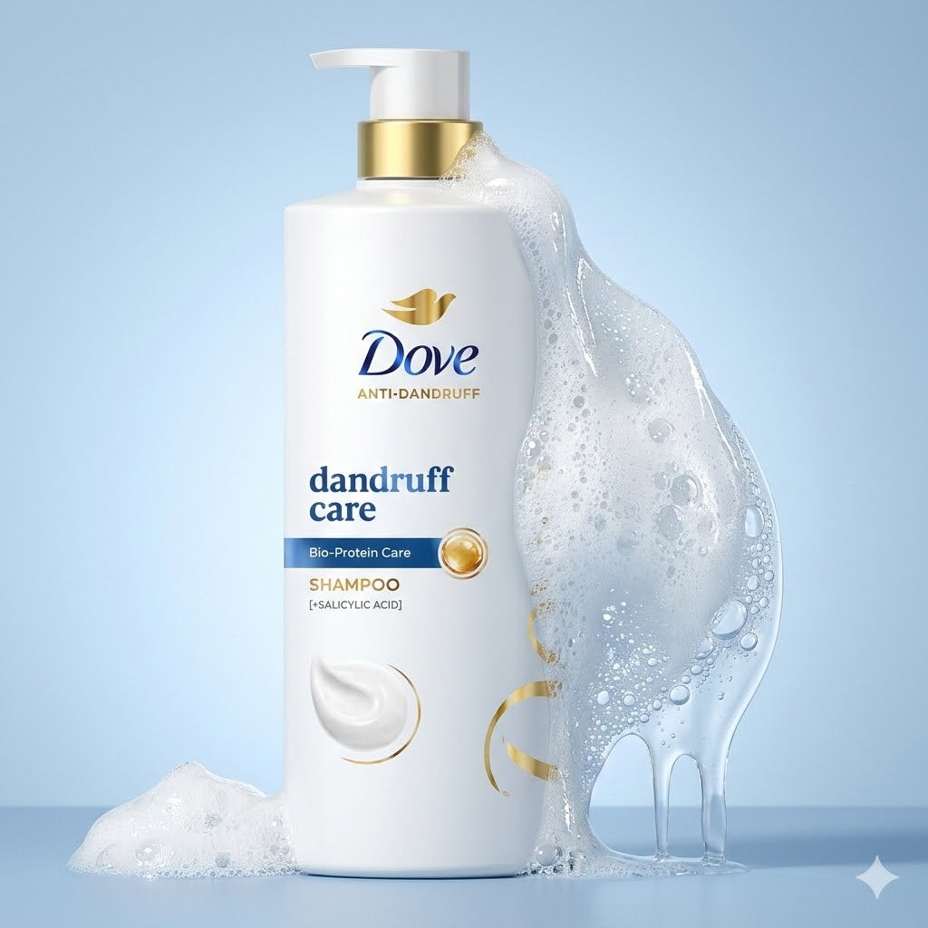 Ultra-Realistic Mixit Shampoo Bottle with Fresh Airy Foam on Pastel Blue Background – Premium Haircare Editorial 2026 — Business AI art prompt example for Midjourney and Stable Diffusion