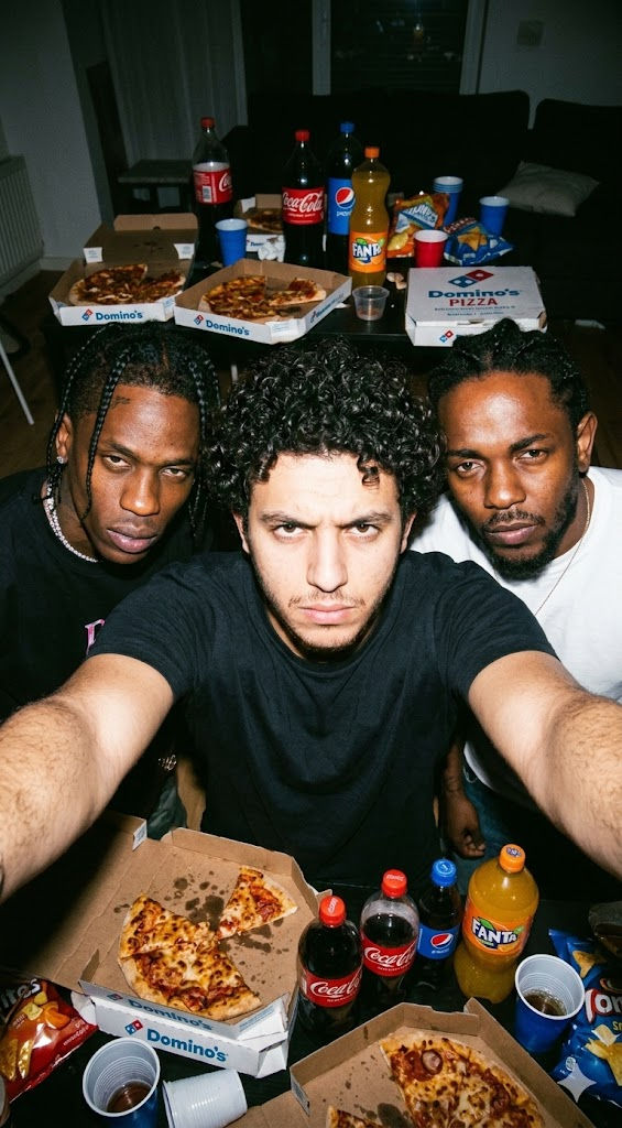 Ultra-Realistic Gangster Style Selfie With Celebrities — Dark Flash Party Aesthetic - Free Prompt — Portrait AI art prompt example for Midjourney and Stable Diffusion