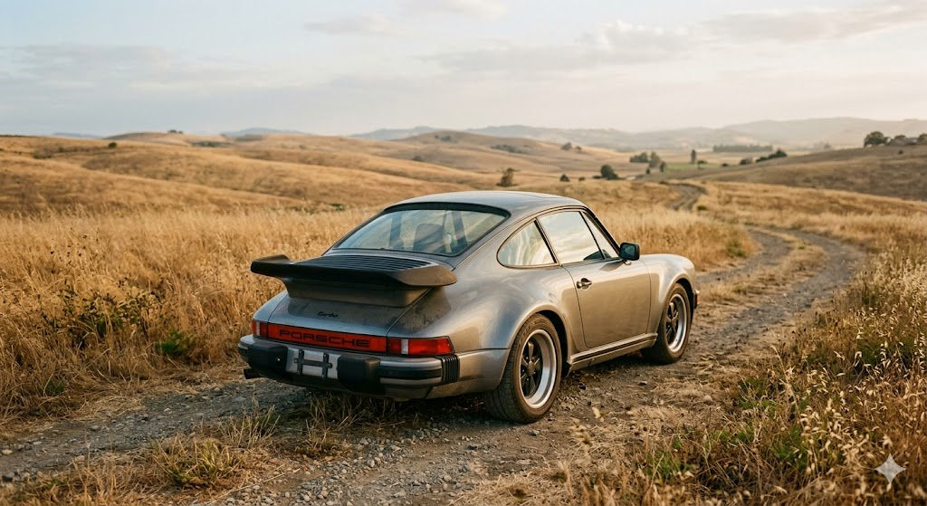 Free Prompt for Vintage Porsche 911 in Golden Field Sunset Scene 🚗🌾🌅 — Nature AI art prompt example for Midjourney and Stable Diffusion