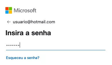 Hotmail Entrar Senha Campo de senha do email do hotmail
