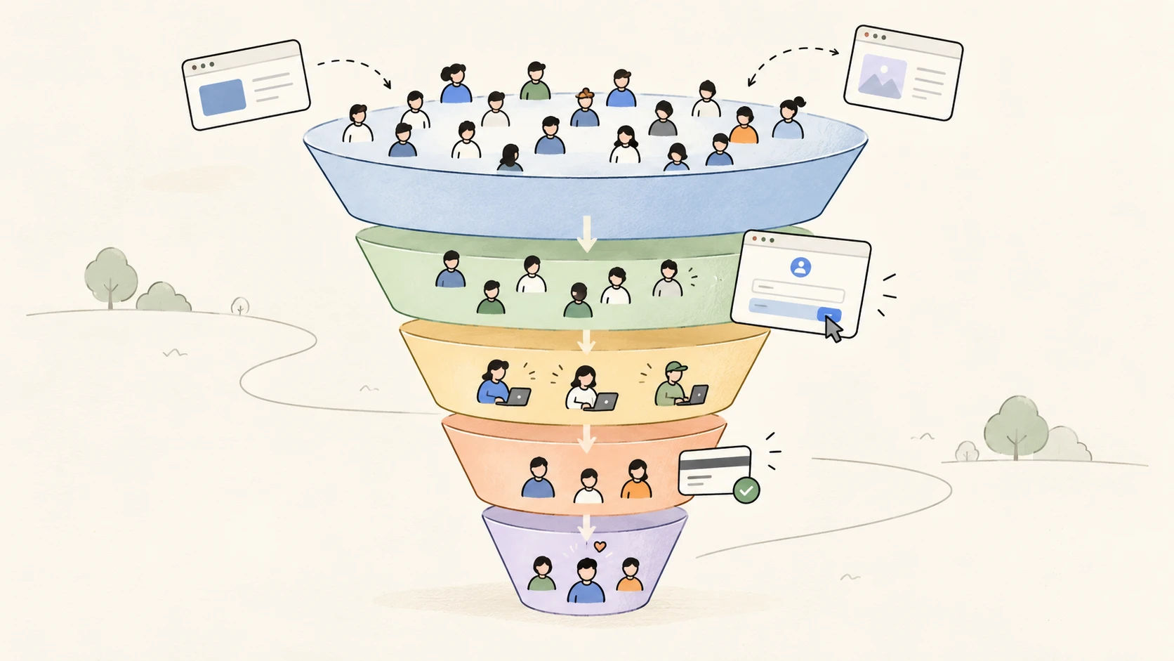 User Conversion Funnel Illustration