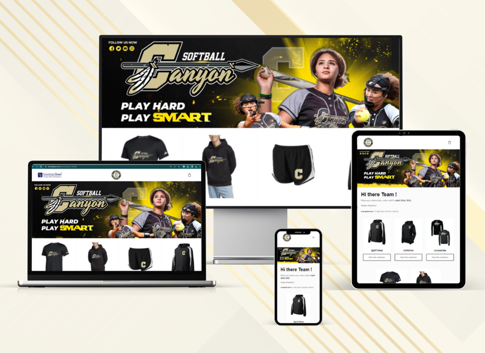 Canyon Softball custom team store built by Impulse Sportswear Los Angeles