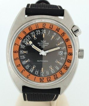 Vintage Glycine Airman SST GMT Automatic Watch Pumpkin Orange dial Concord for sale