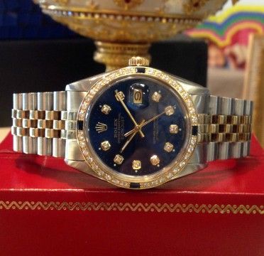 Mens Rolex Oyster Perpetual Datejust Diamonds Yellow Gold Stainless Steel Watch for sale