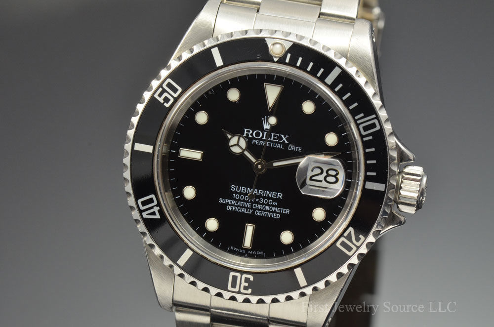 Mens Stainless Steel Rolex Submariner Date 40MM 16610 Automatic Watch T Serial