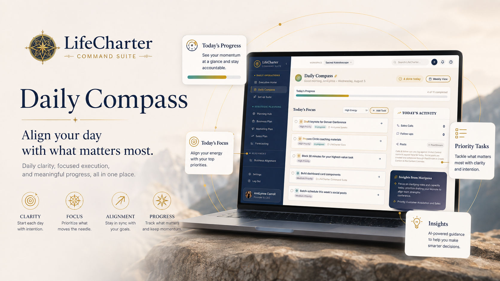 Daily Compass — focus your day on what matters most