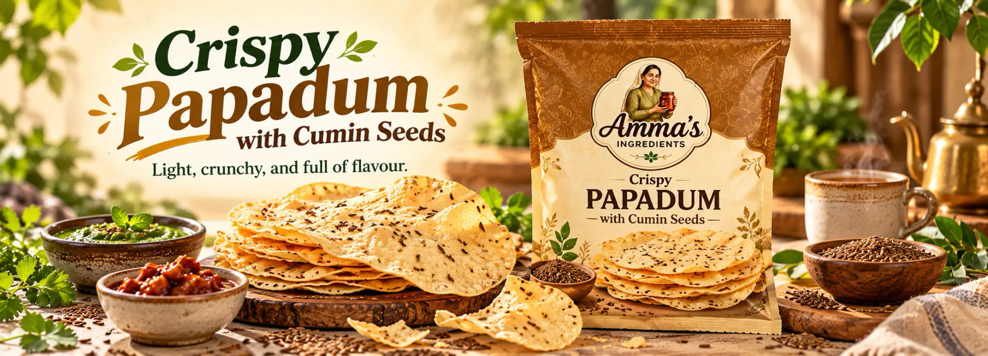 Amma's Ingredients Authentic Homemade Crispy Papadum Banner