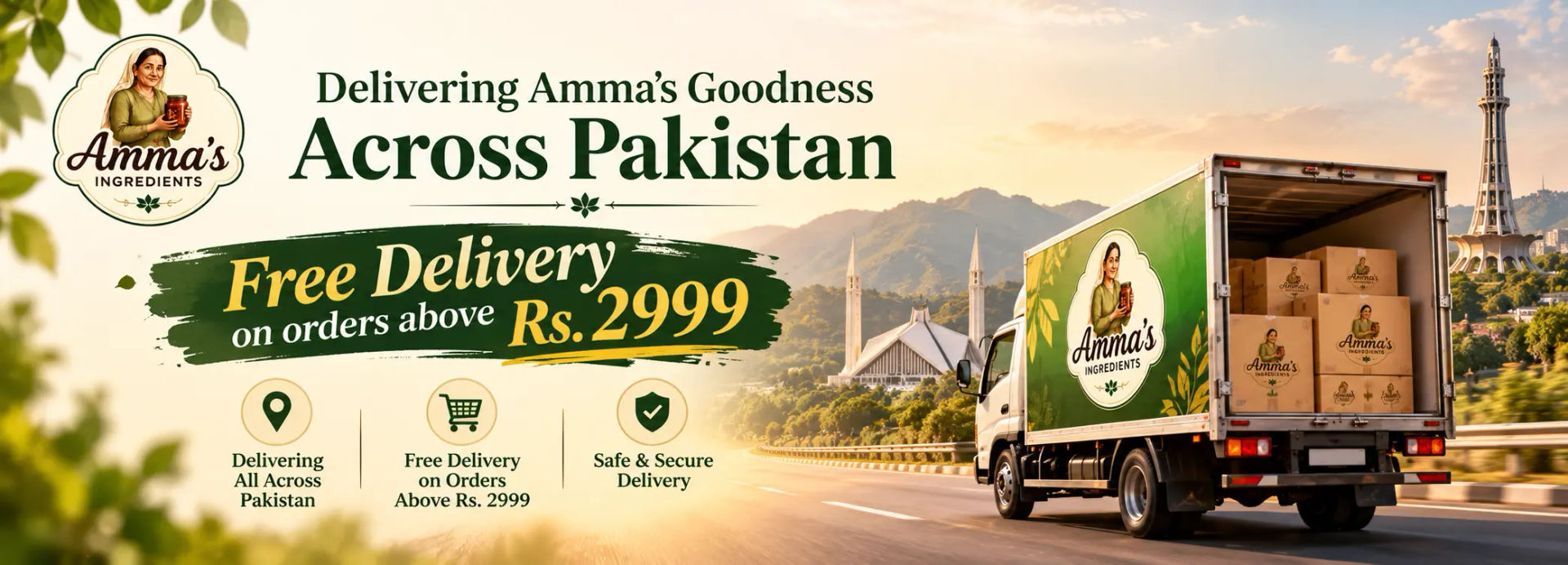 Amma's Ingredients Shipment Across Pakistan Banner