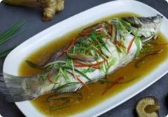Steamed Sea Bass in Soy Sauce