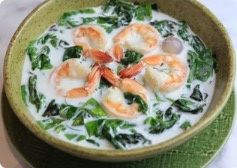 Thai Spinach in Coconut Milk with Prawn
