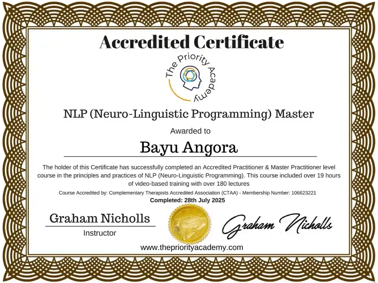 The Priority Academy | NLP Master | Bayu Angora