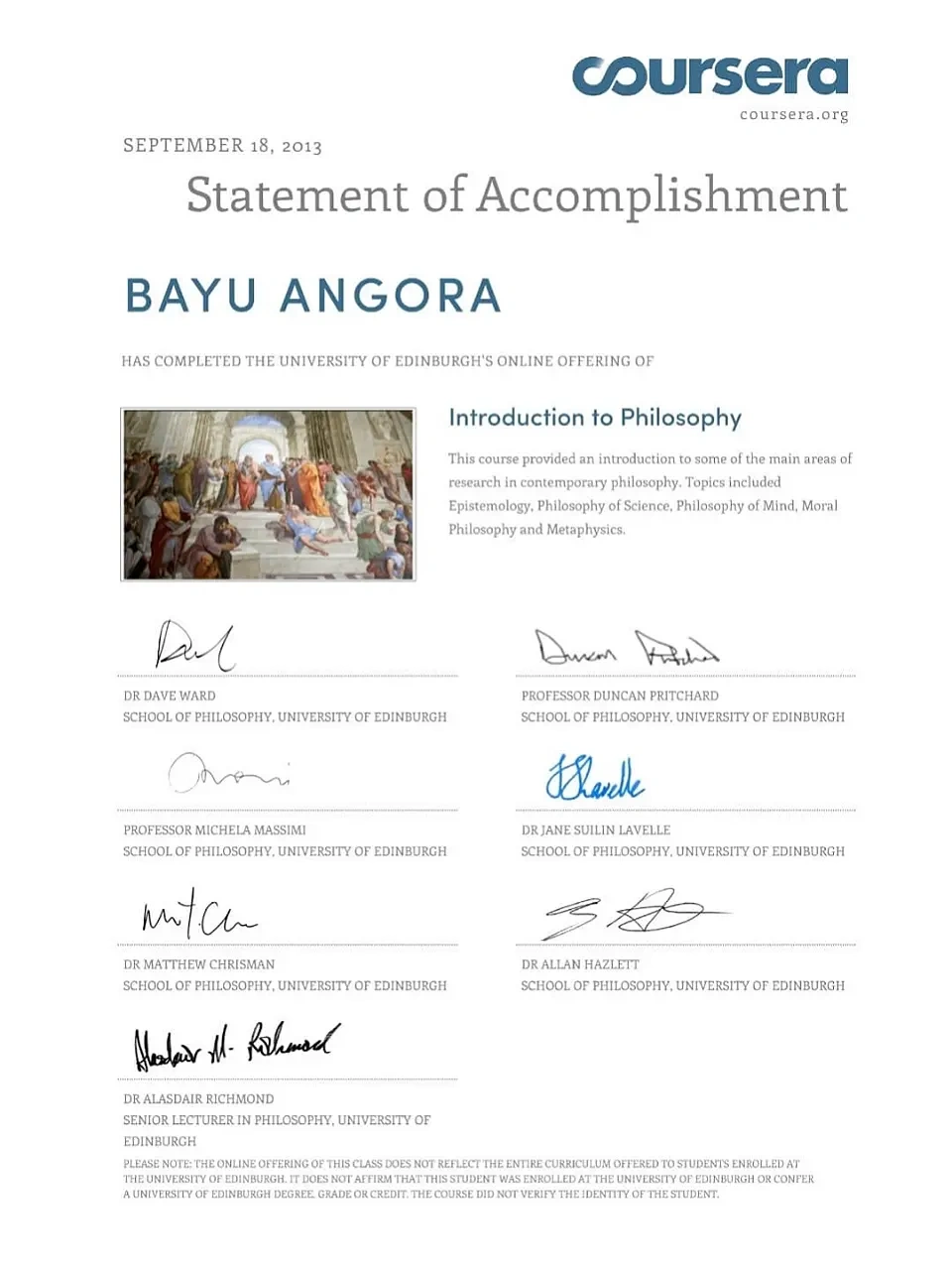 Coursera - Introduction To Philosophy - Bayu Angora