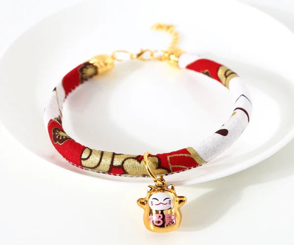 Japanese-style Nylon Pet collar with Bell Charm image 2