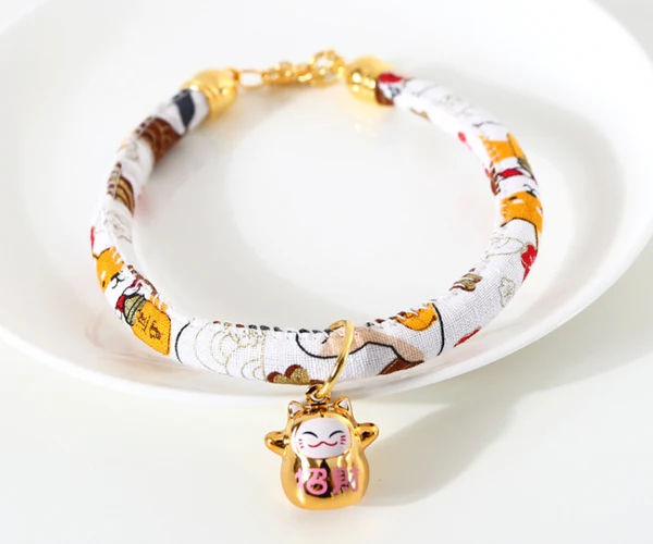 Japanese-style Nylon Pet collar with Bell Charm image 3
