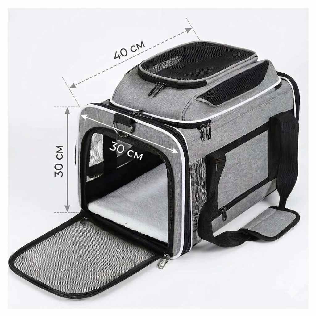 Portable Cat Carrier Bag with Dual Side Expandable Travel Carrier image 2