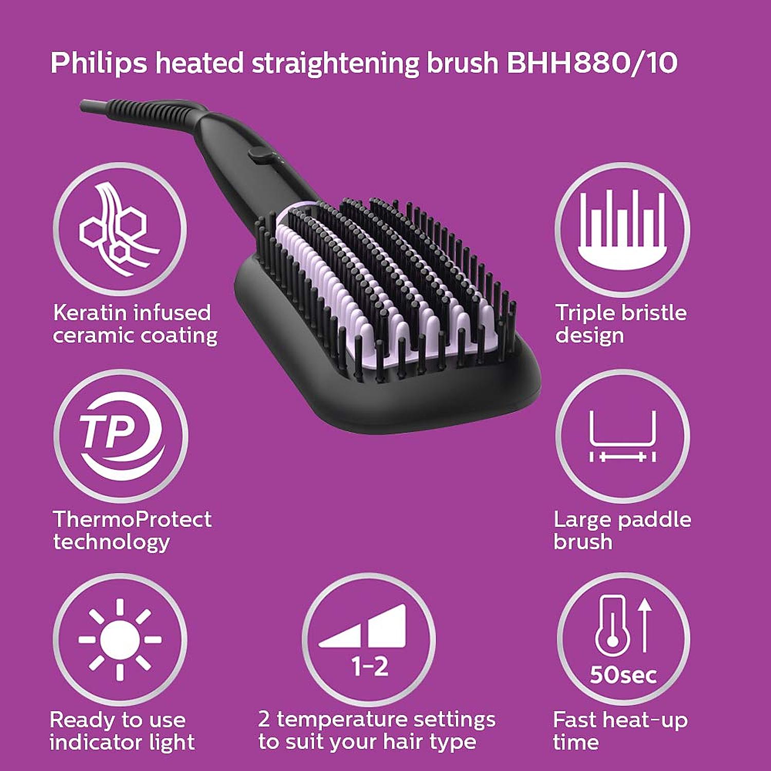 Philips StyleCare Essential Straightening Brush Includes Tourmaline Ceramic  Coating For Shiny Straight Hair model BHH88000cable Length M   lagearcomar