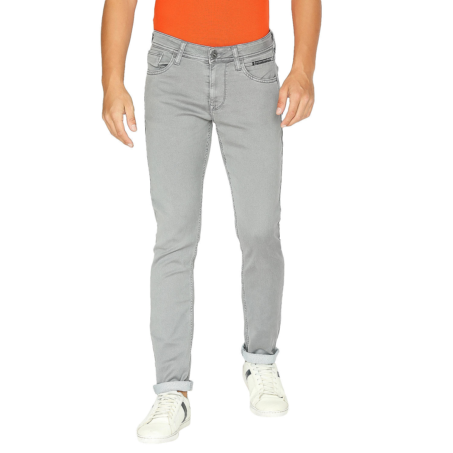 Lawman Grey Skinny Fit Solid Jeans For Men