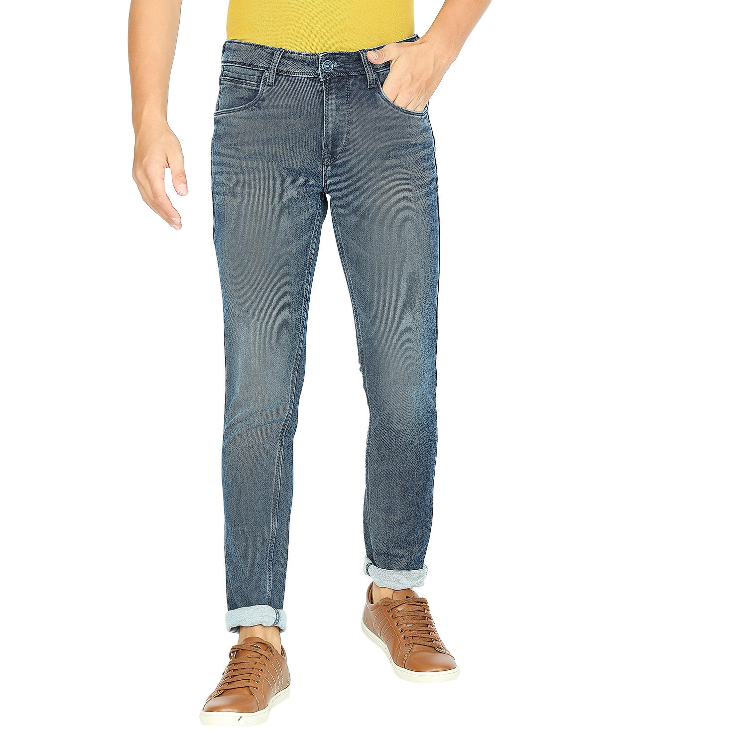 Lawman Blue Skinny Fit Solid Jeans For Men