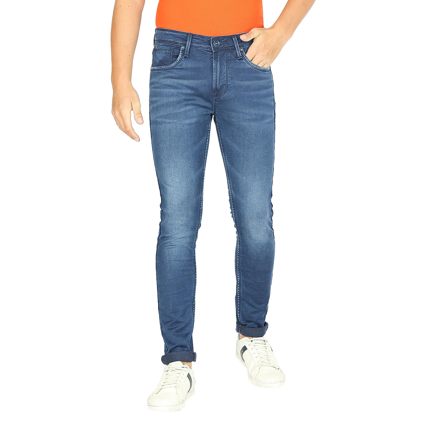 Lawman Blue Skinny Fit Solid Jeans For Men