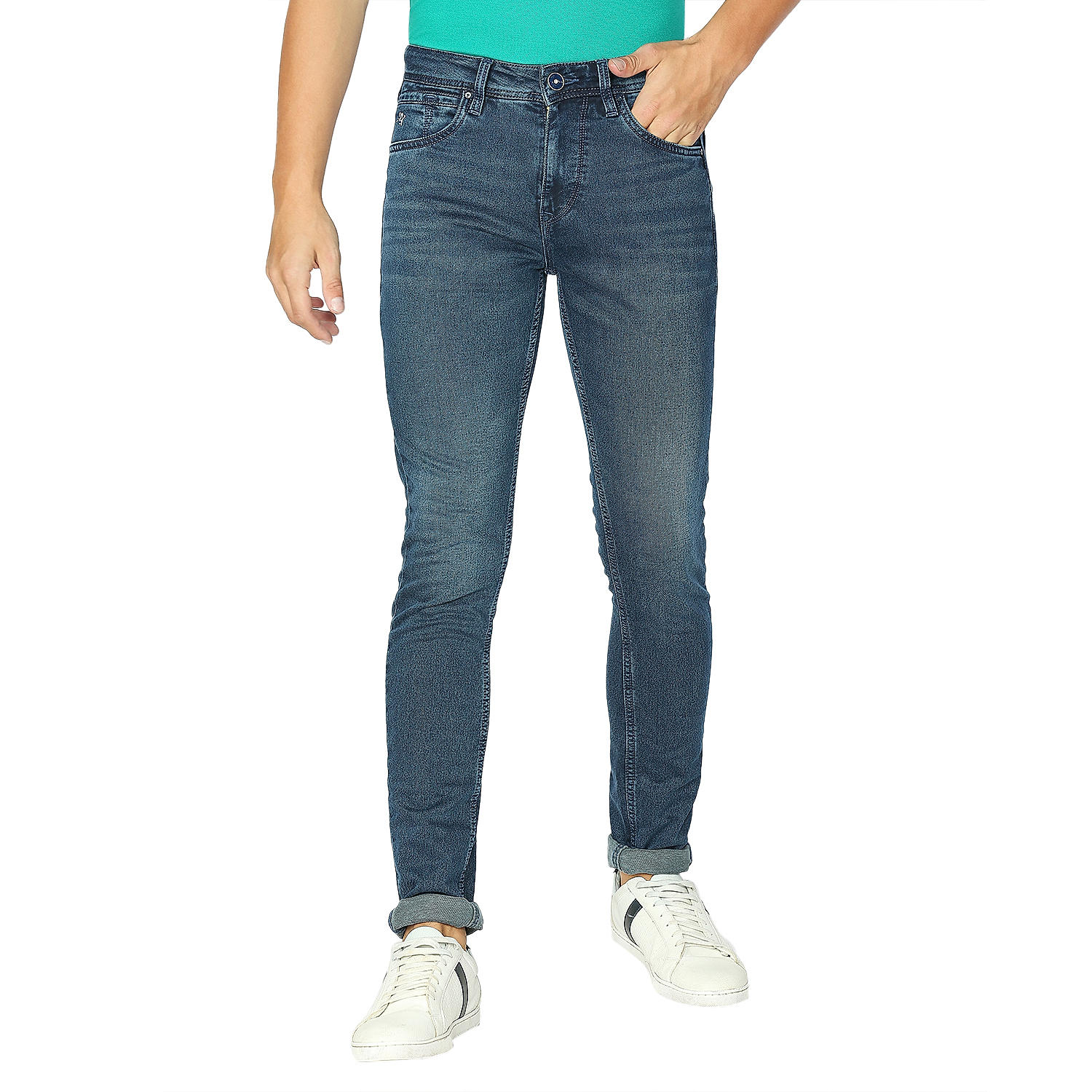 Lawman Blue Skinny Fit Solid Jeans For Men