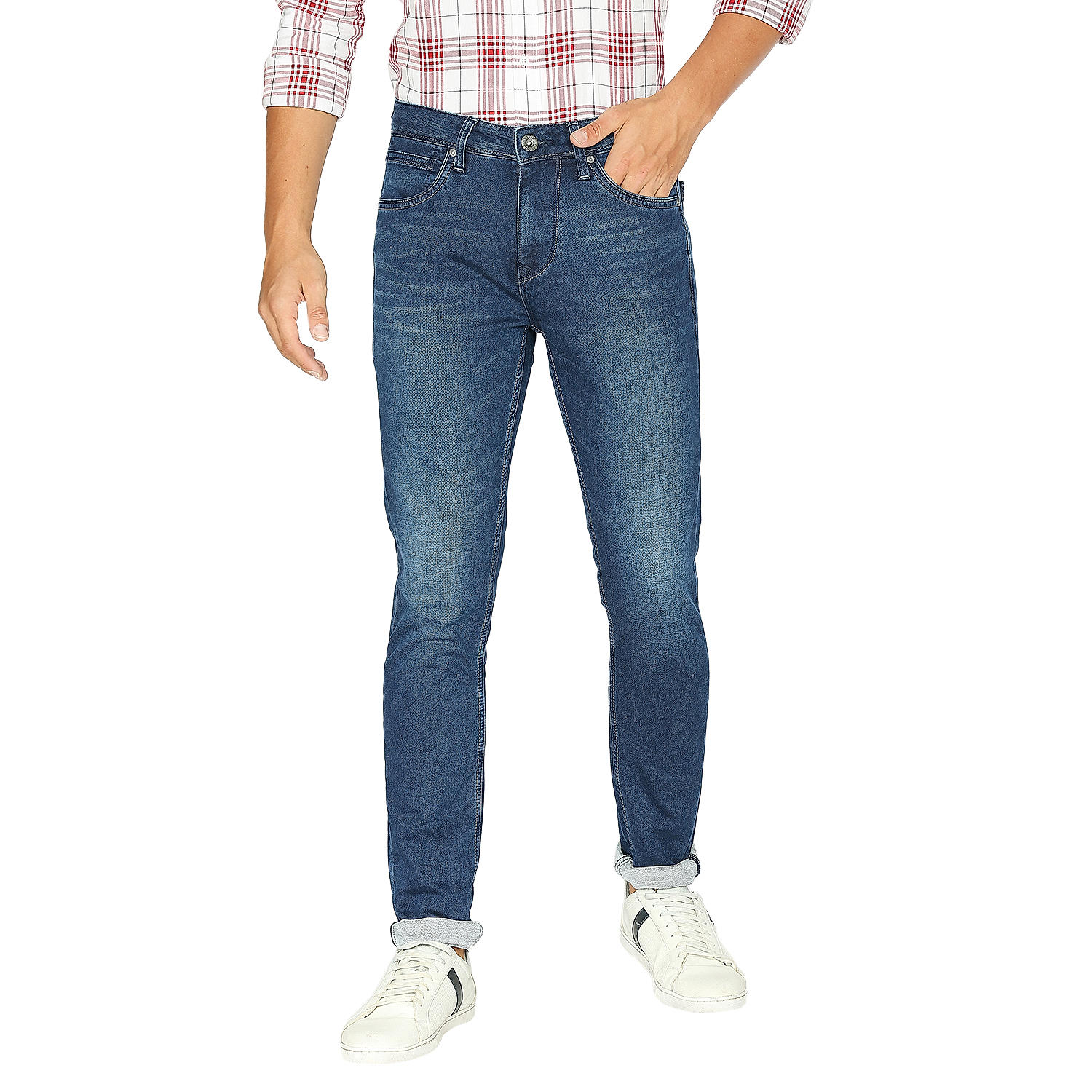 Lawman Blue Skinny Fit Solid Jeans For Men