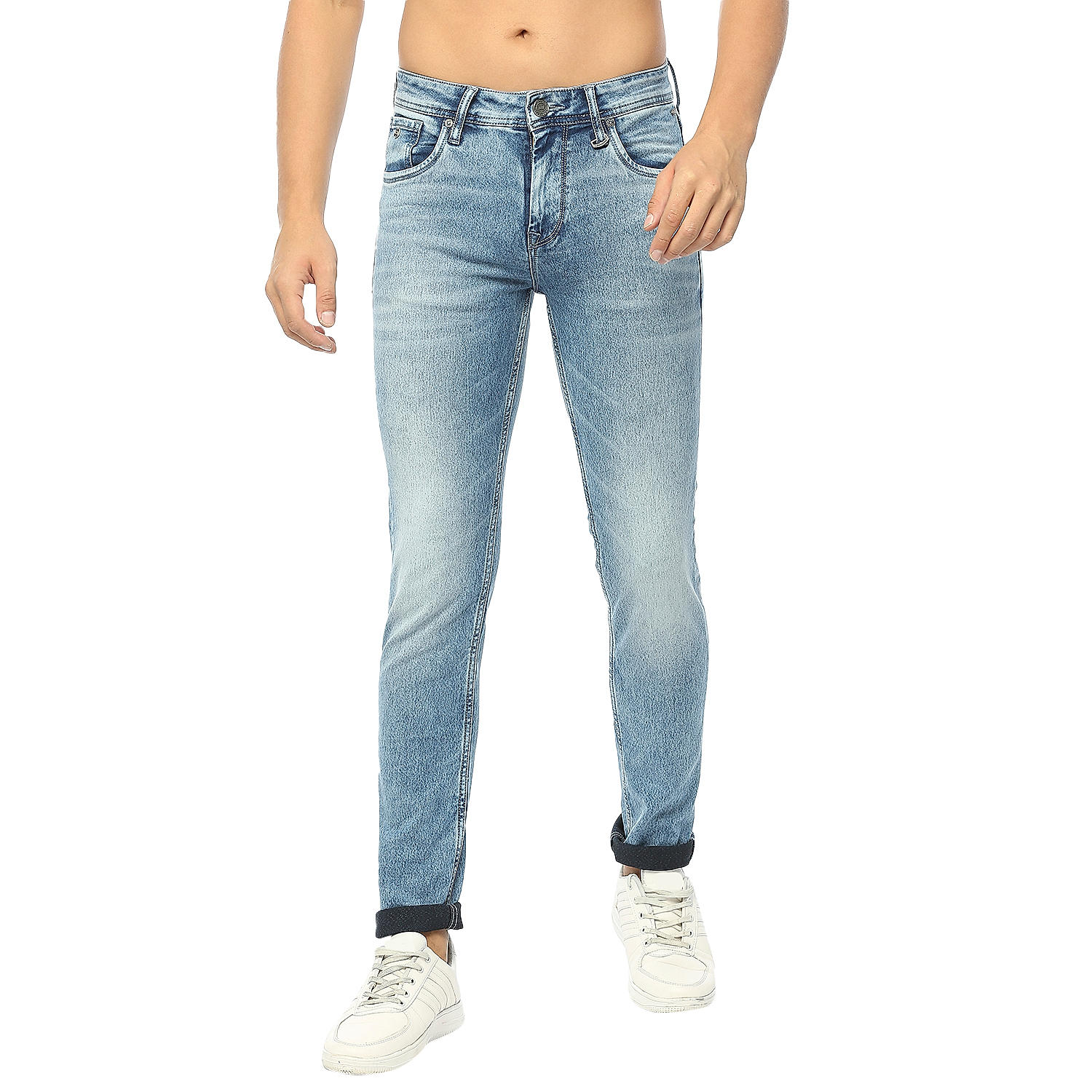 Lawman Light Blue Slim Fit Solid Jeans For Men