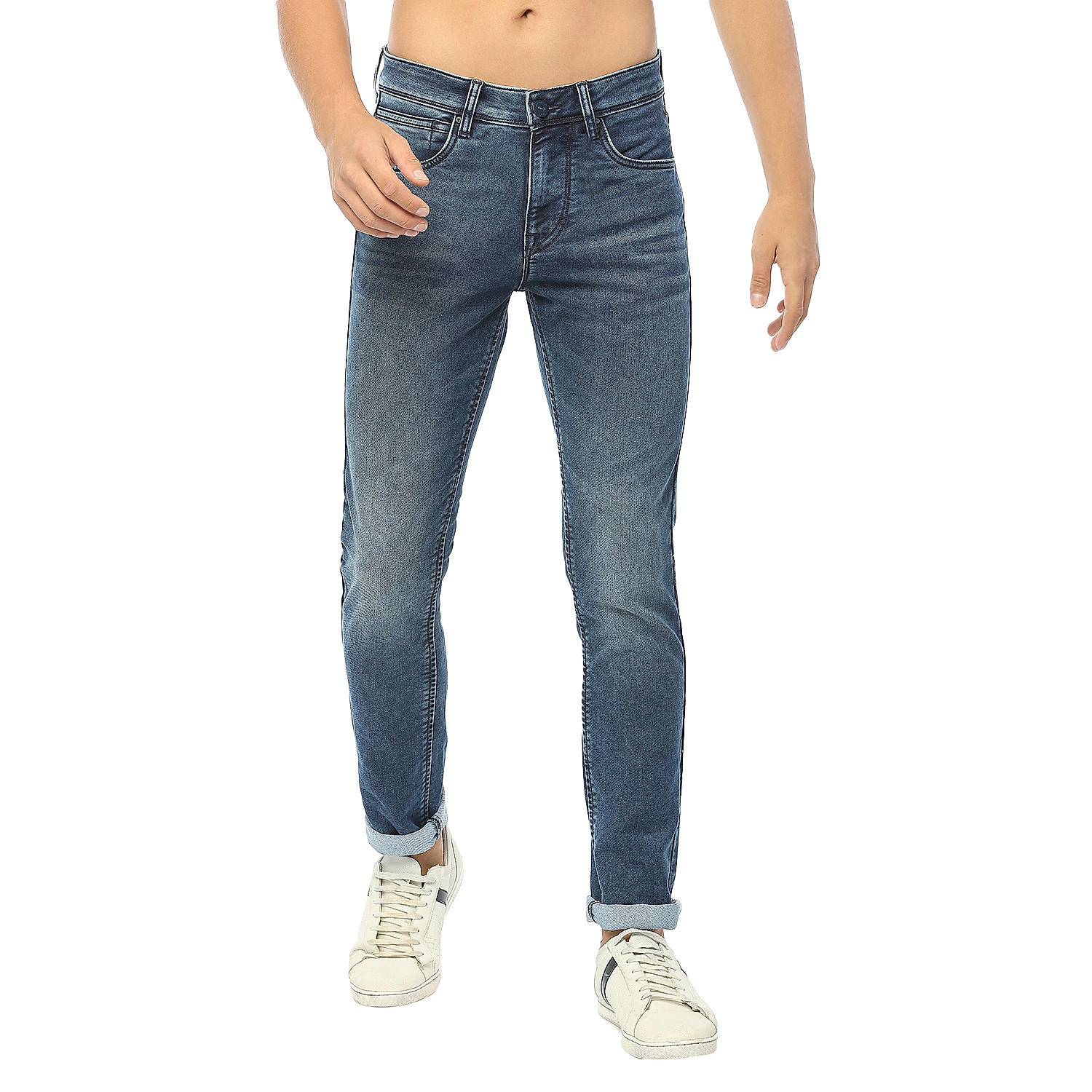 Lawman Blue Slim Fit Solid Jeans For Men