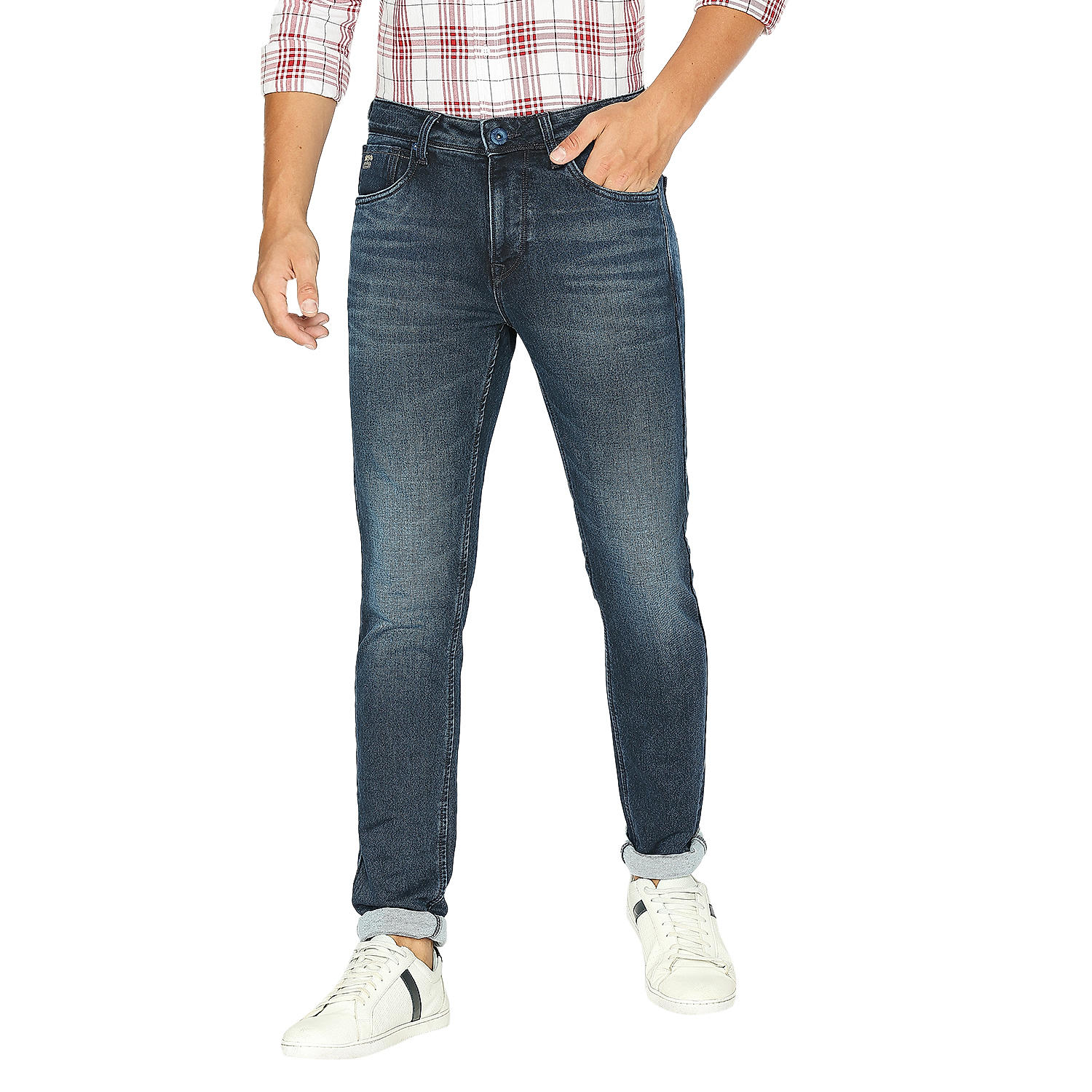 Lawman Blue Skinny Fit Solid Jeans For Men