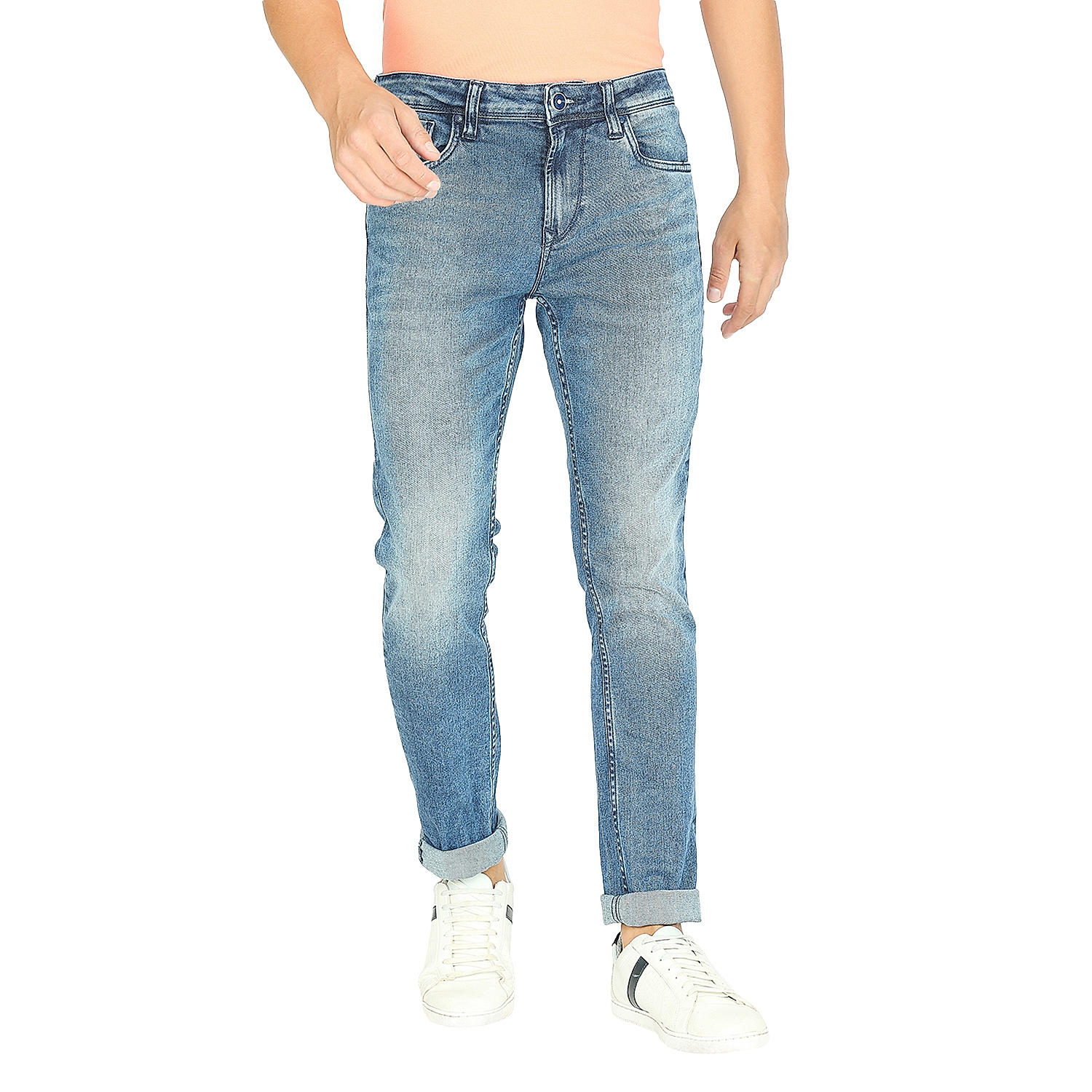 Lawman Blue Slim Fit Solid Jeans For Men