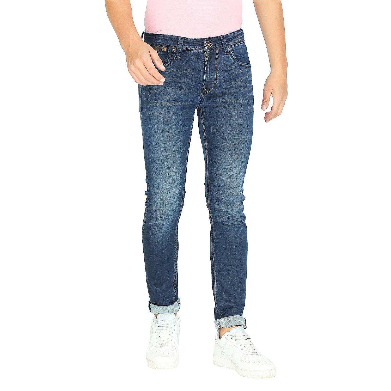 Lawman Blue Skinny Fit Solid Jeans For Men