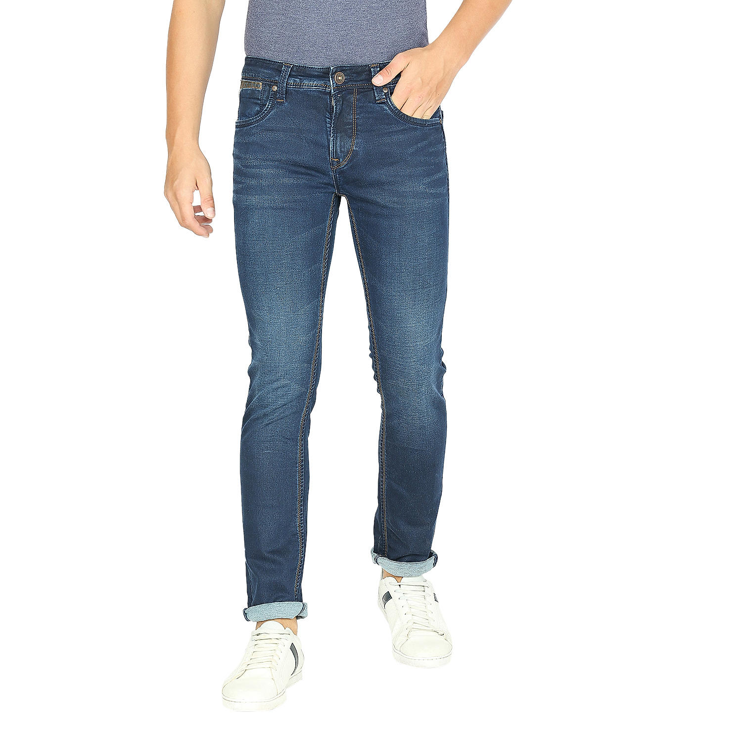 Lawman Blue Slim Fit Solid Jeans For Men