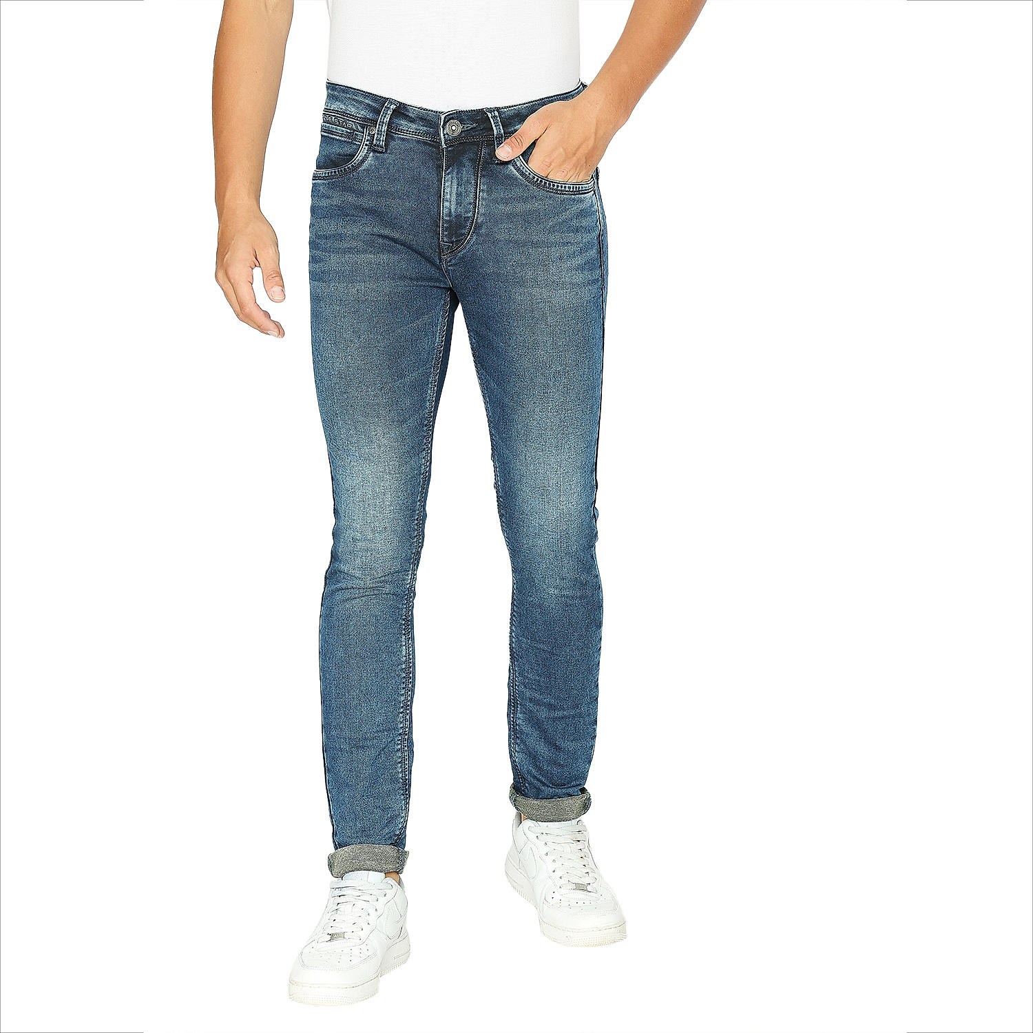 Lawman Blue Skinny Fit Solid Jeans For Men