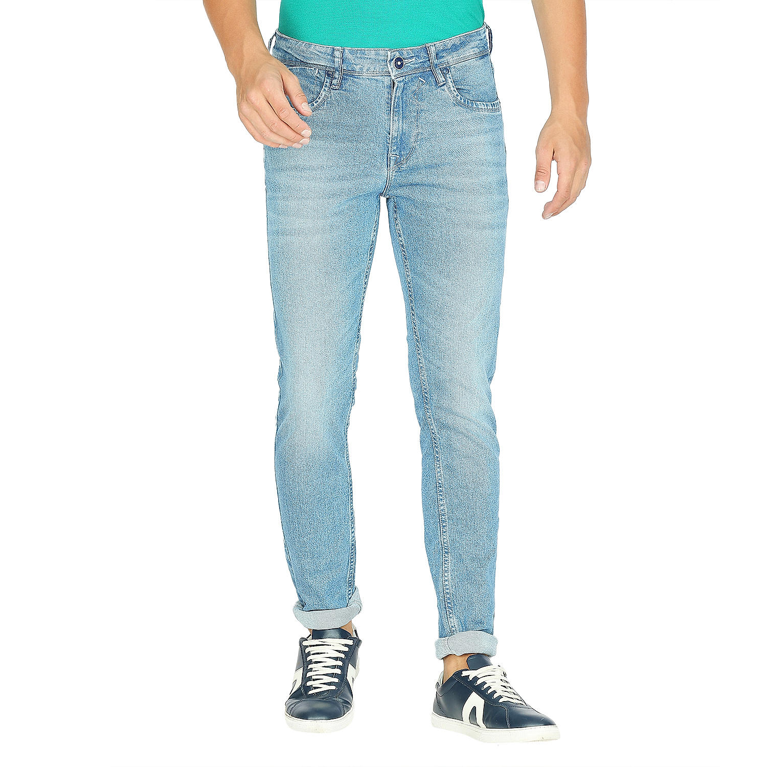 Lawman Blue Skinny Fit Solid Jeans For Men