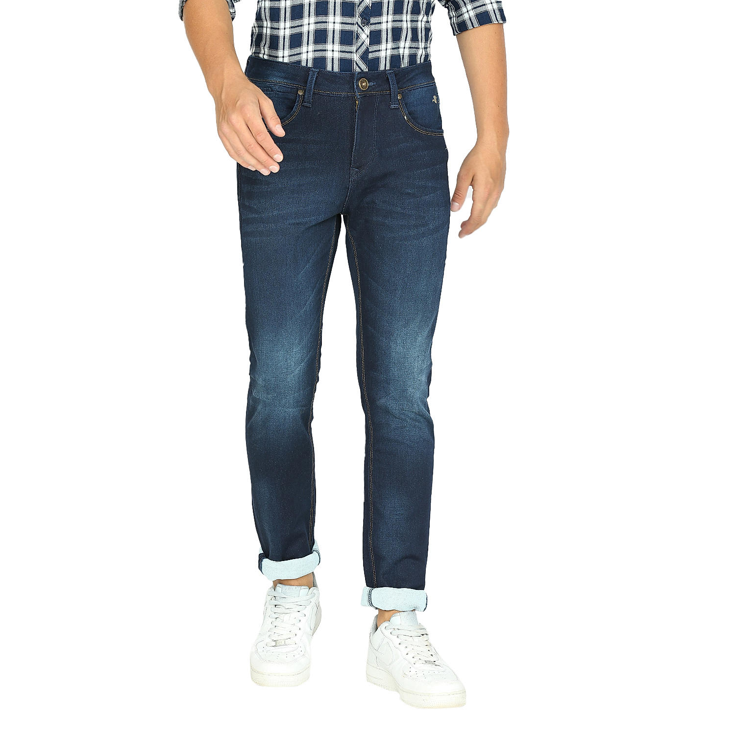 Lawman Blue Skinny Fit Solid Jeans For Men