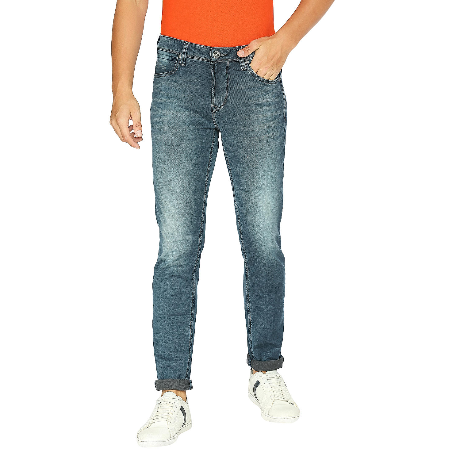 Lawman Blue Skinny Fit Solid Jeans For Men