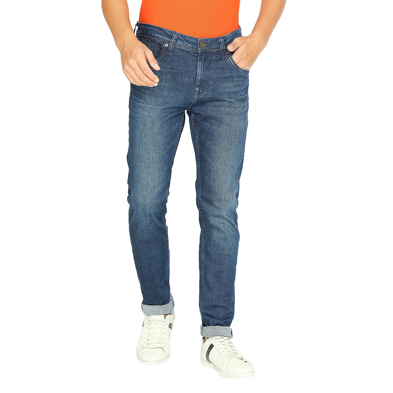 Lawman Blue Skinny Fit Solid Jeans For Men