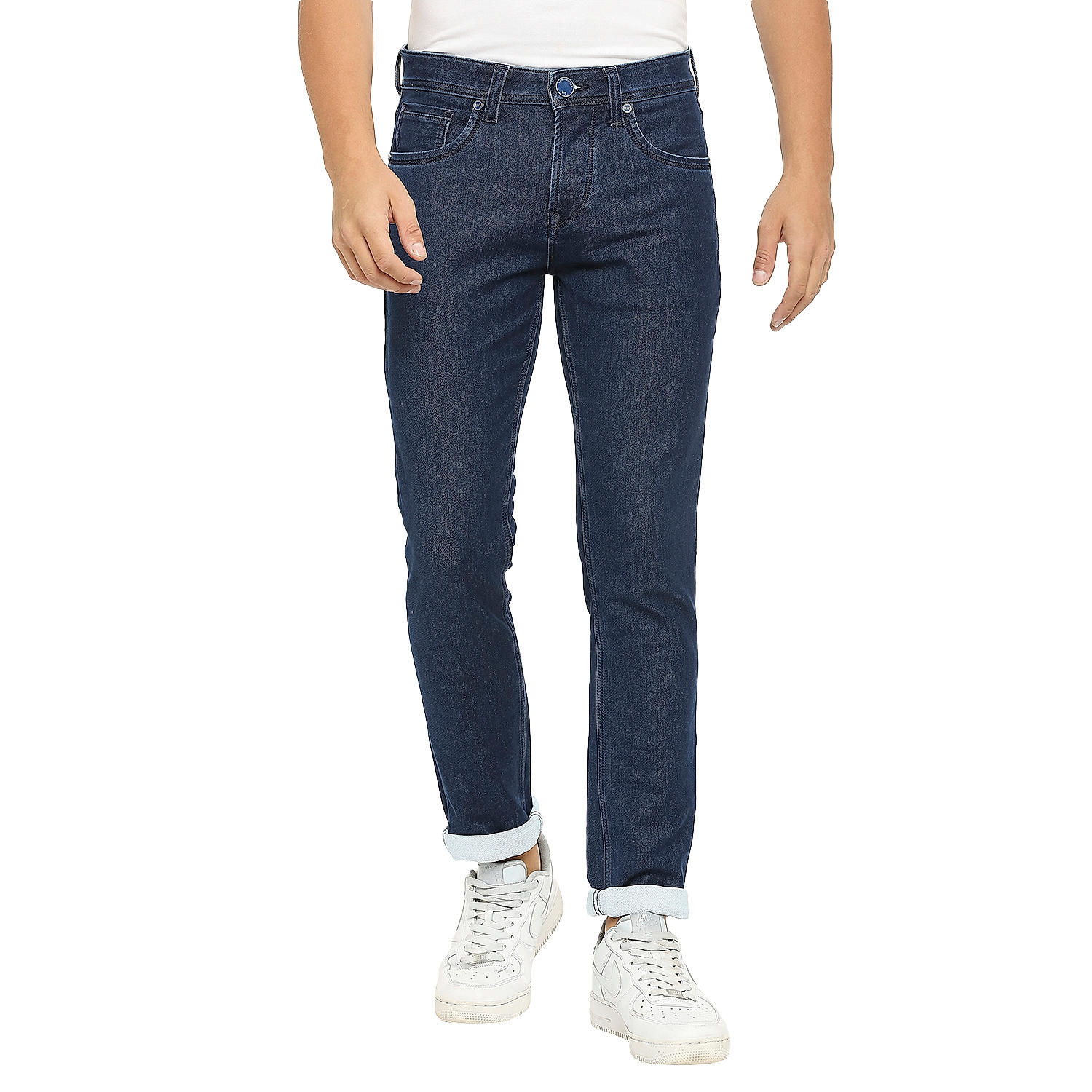 Lawman Blue Slim Fit Solid Jeans For Men