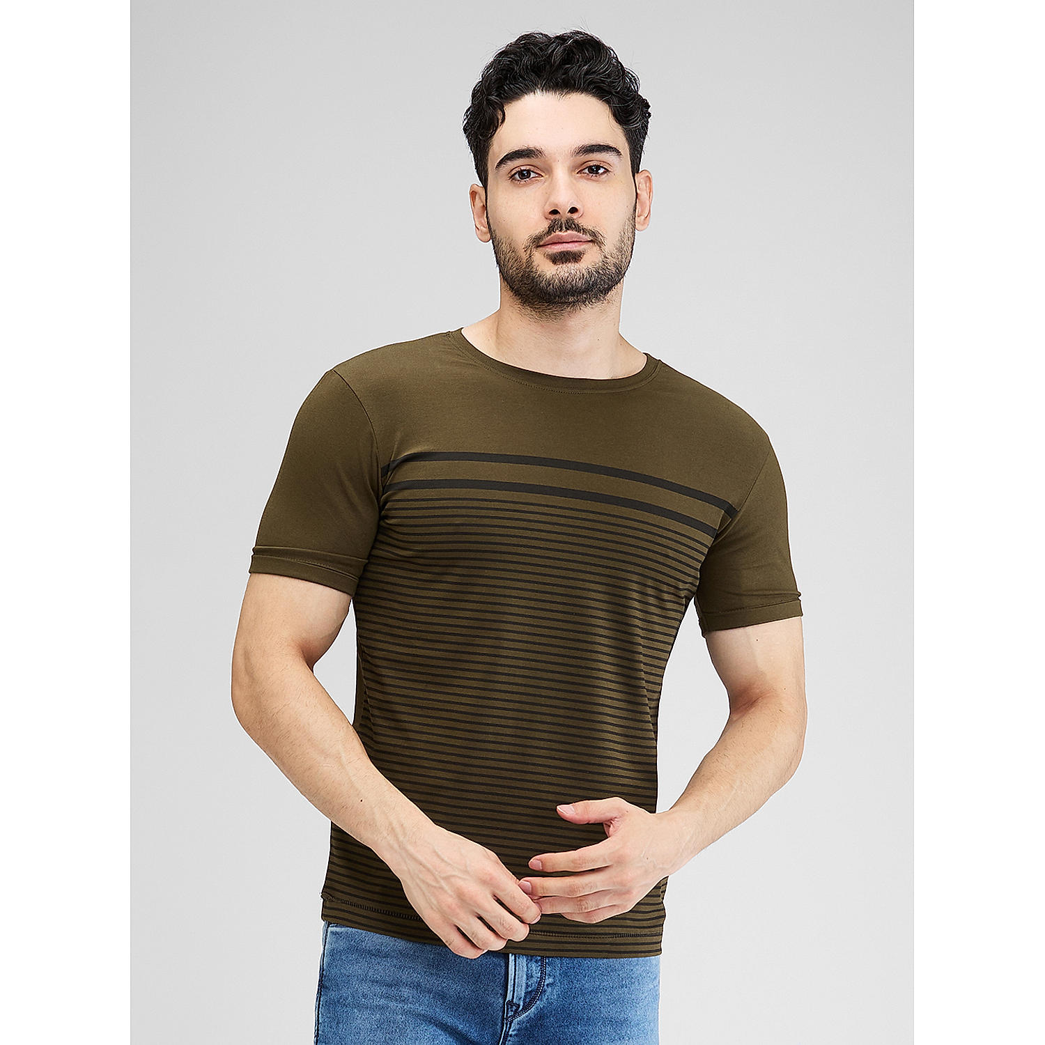 Lawman Round Neck Half Sleeves Stripes Regular Fit T-Shirts