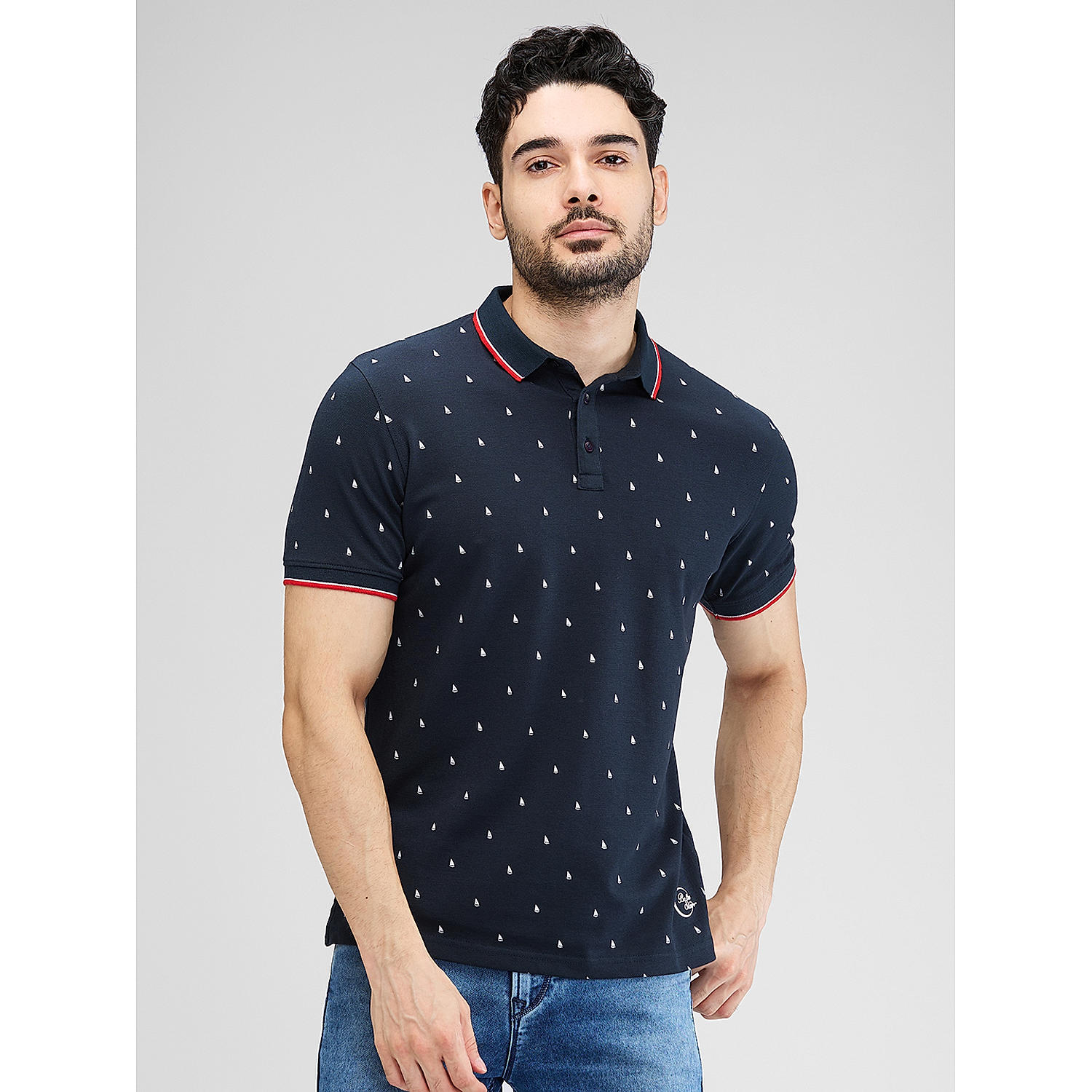 Lawman Polo Neck Half Sleeves Printed Regular Fit T-Shirts