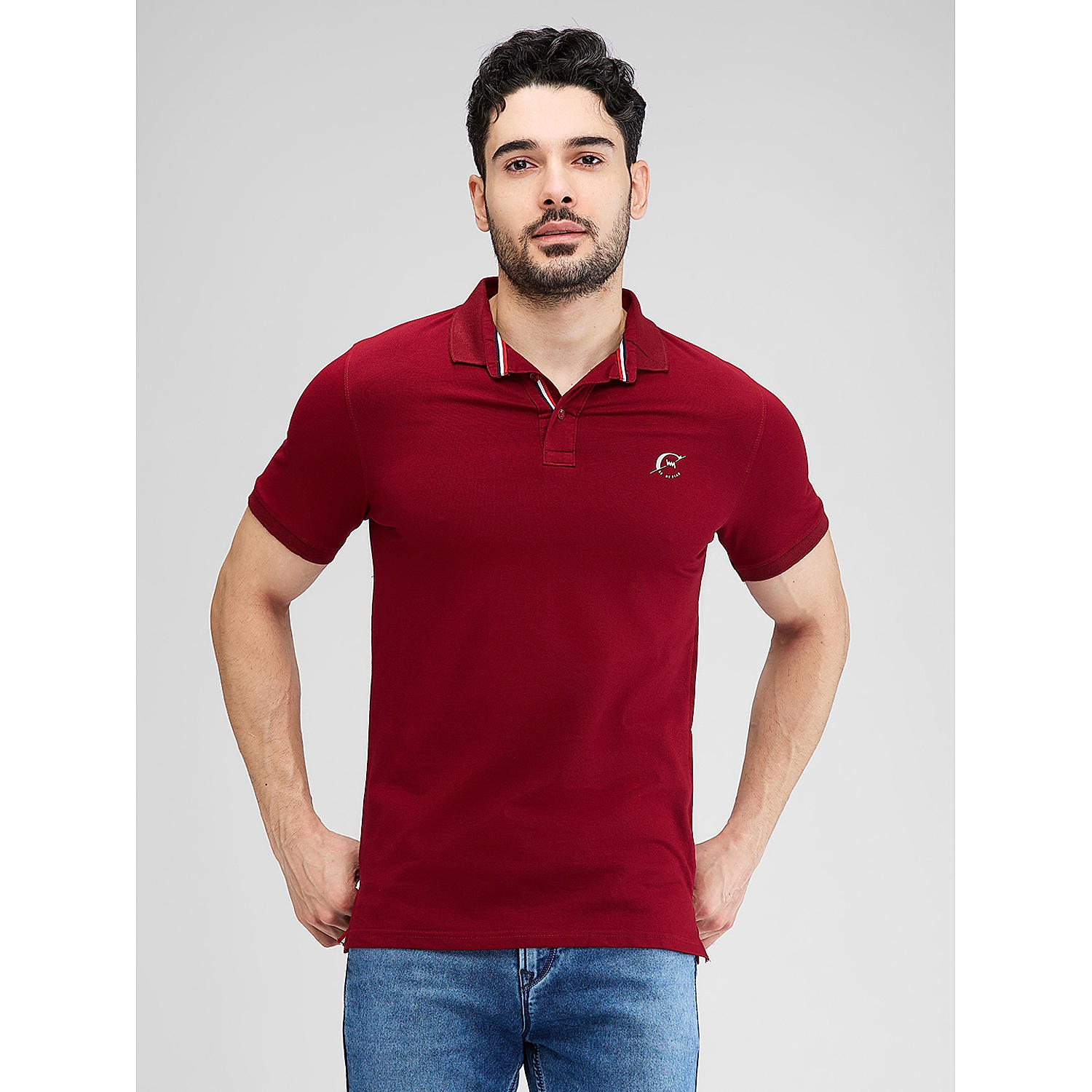 Lawman Polo Neck Half Sleeves Solid Regular Fit T-Shirts