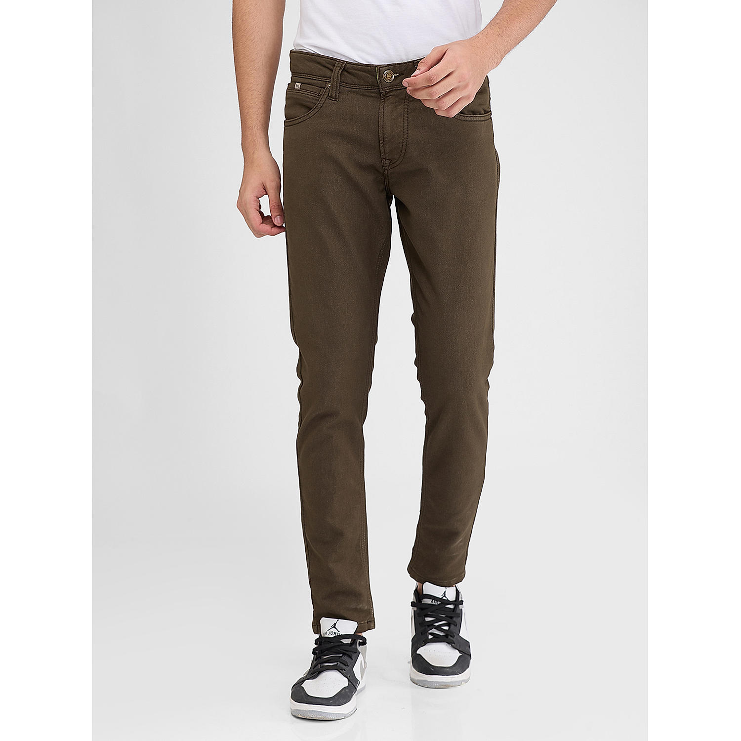 Buy Solid Slim Fit Dark Green Jeans for Men Online at Lawman Pg3 534727