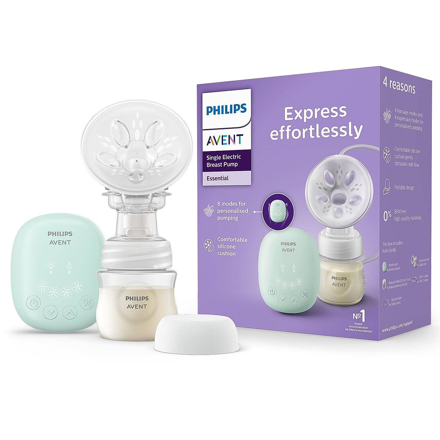 Avent Single Electric Breast Pump - | Soft Adaptable Cushion | 4 Massage  Modes | Memory Function | SCF323/11