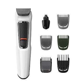 All in One Trimmer- | 7 in 1  for Face, Head and Body | Stainless Steel Self Sharpening Blades | 60 min Runtime | White | MG3721/65