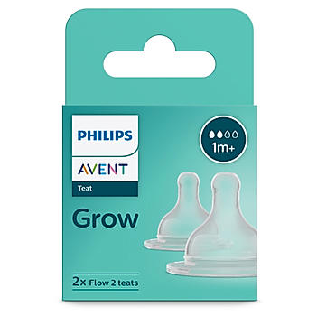 Avent- Grow Teat for Babies aged 1 month and above | Flow 3 | Pack of 2 | Anti Colic | BPA Free | Made in India |  SCY096/01