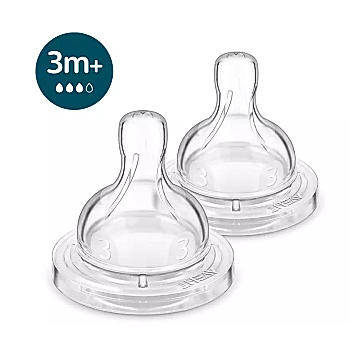 Avent- Anti Colic Teat for Babies aged 3 months and above | Flow 3 | Pack of 2 | BPA Free | SCY763/02