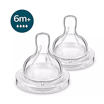 Avent Anti Colic Teat for Babies aged 6 months and above | Flow 4 | Pack of 2 | BPA Free | SCY764/02