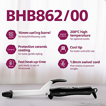 Stylecare Essential Curler- | 16mm Barrels for Bouncy Curls | 200°C Heat Temperature in 60 sec for salon like results | BHB862/00